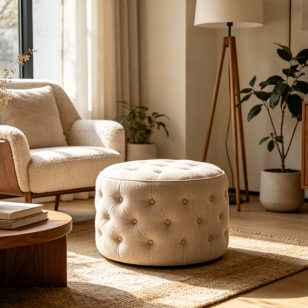 Tufted Fabric Footstool